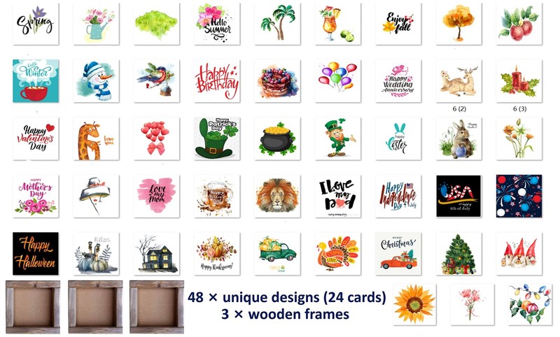 Tiered Tray Decor Fall Winter Spring Summer Seasonal Set, 48 Interchangeable ... gallery