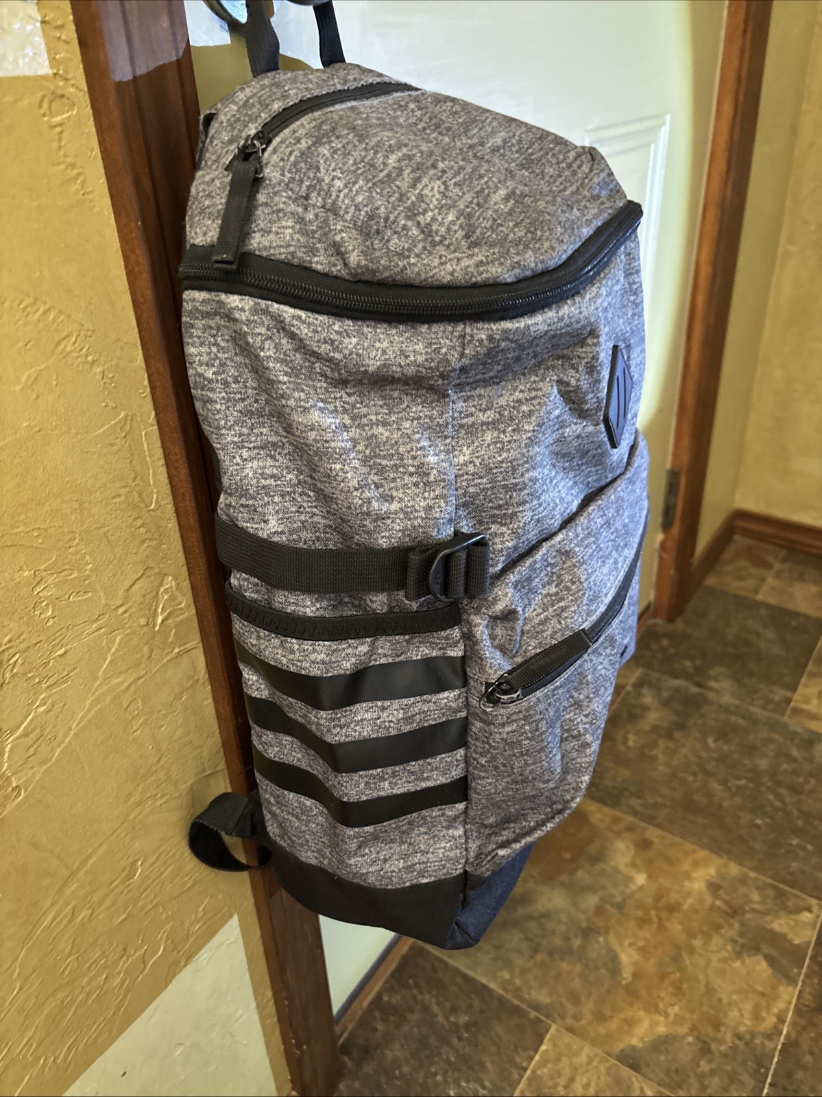 Adidas Backpack Large Gray & Black letter G monogrammed on front 2