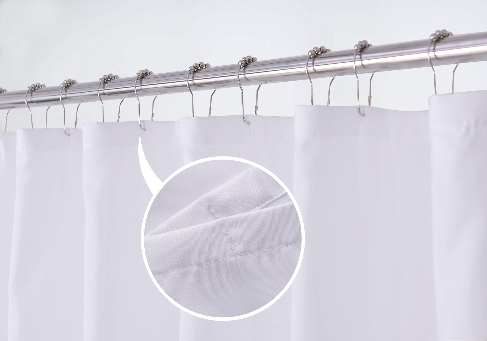 Fabric Shower Curtain Liner Solid White Hotel Quality Mildew Resistant Washable gallery