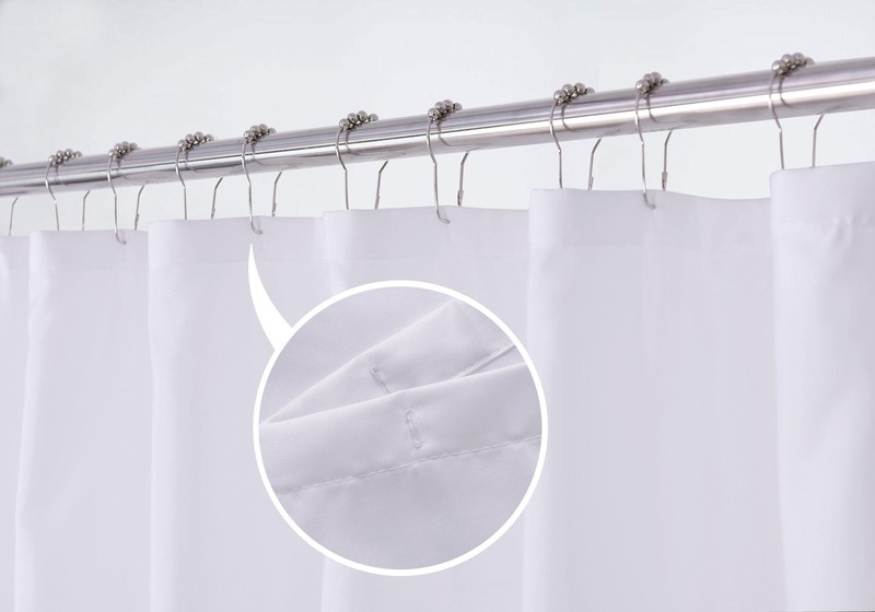 Fabric Shower Curtain Liner Solid White Hotel Quality Mildew Resistant Washable gallery