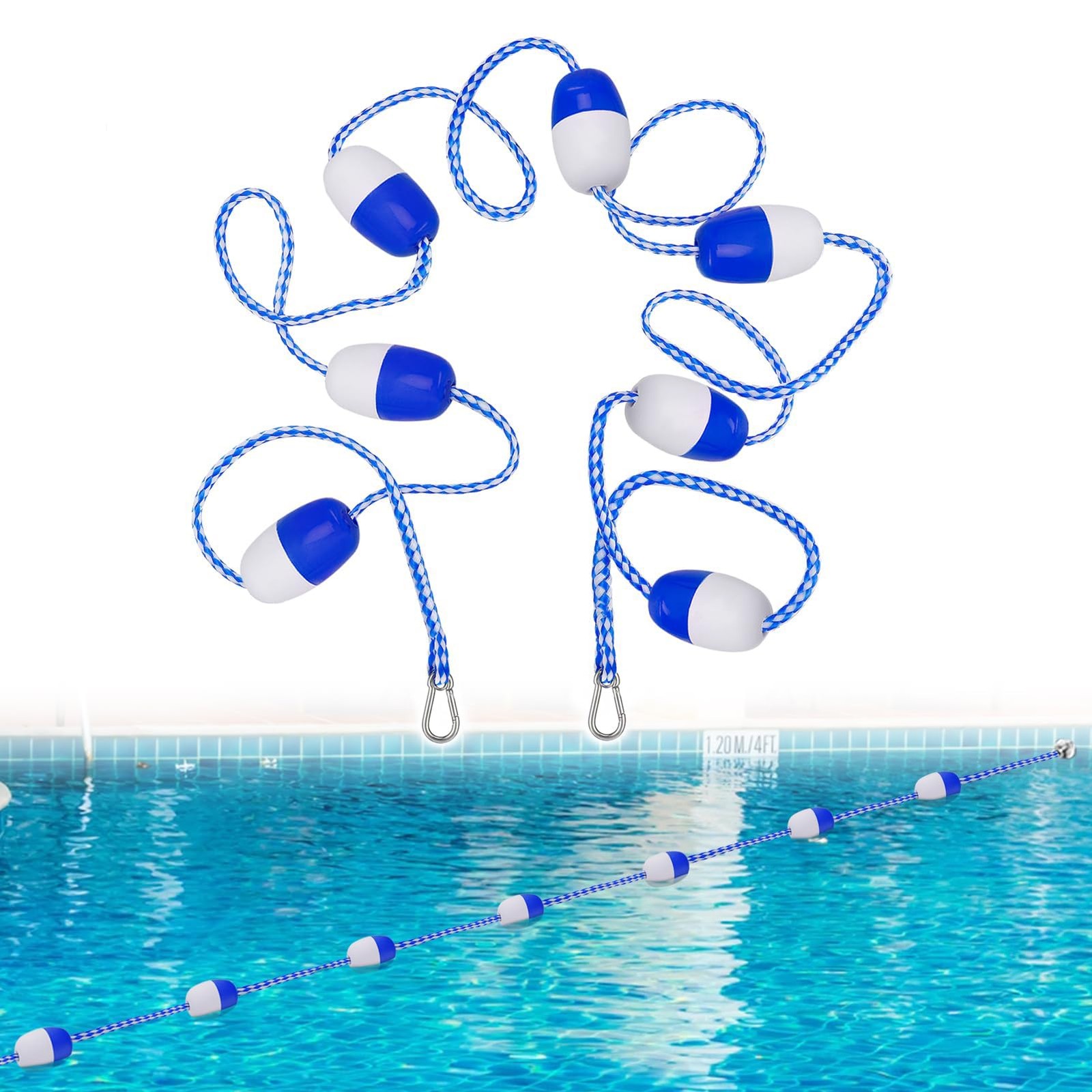 16ft -20ft Adjustable Pool Safety Rope with Floats, 16 to 20 feet, Blue gallery