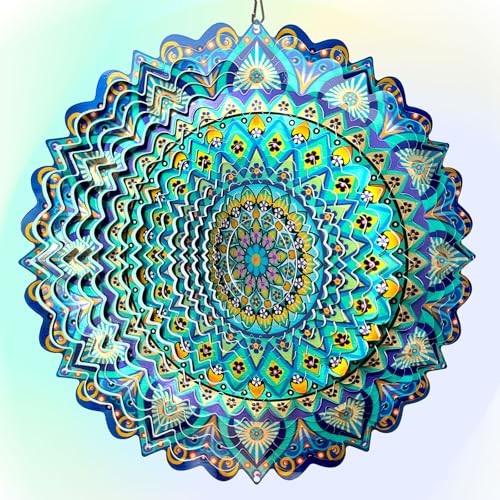 Wind Spinner Mandala Peacock Blue Ocean,12Inch 009-6mandala Peacock Blue Ocean gallery