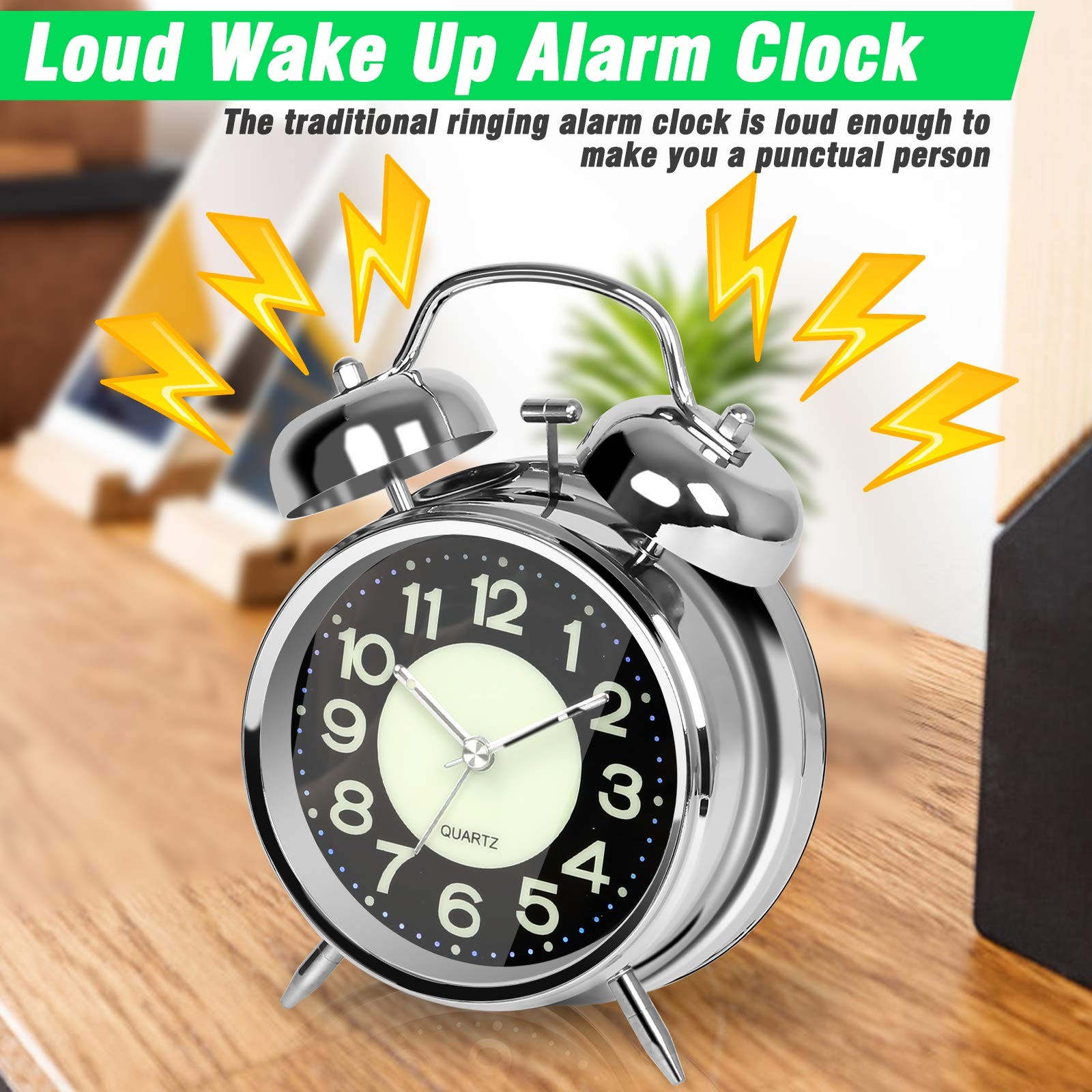 AYRELY® Super Loud Alarm Clock for Heavy Sleepers Adults,Twin Bell Retro 4 Inch gallery