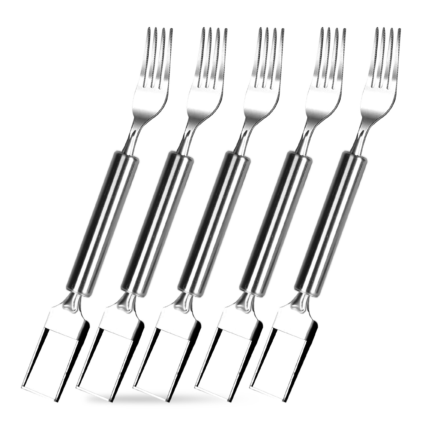 iMounTEK 5Pc Watermelon Cutter Slicer Fork Stainless Steel 2 Head Cutting Knife gallery