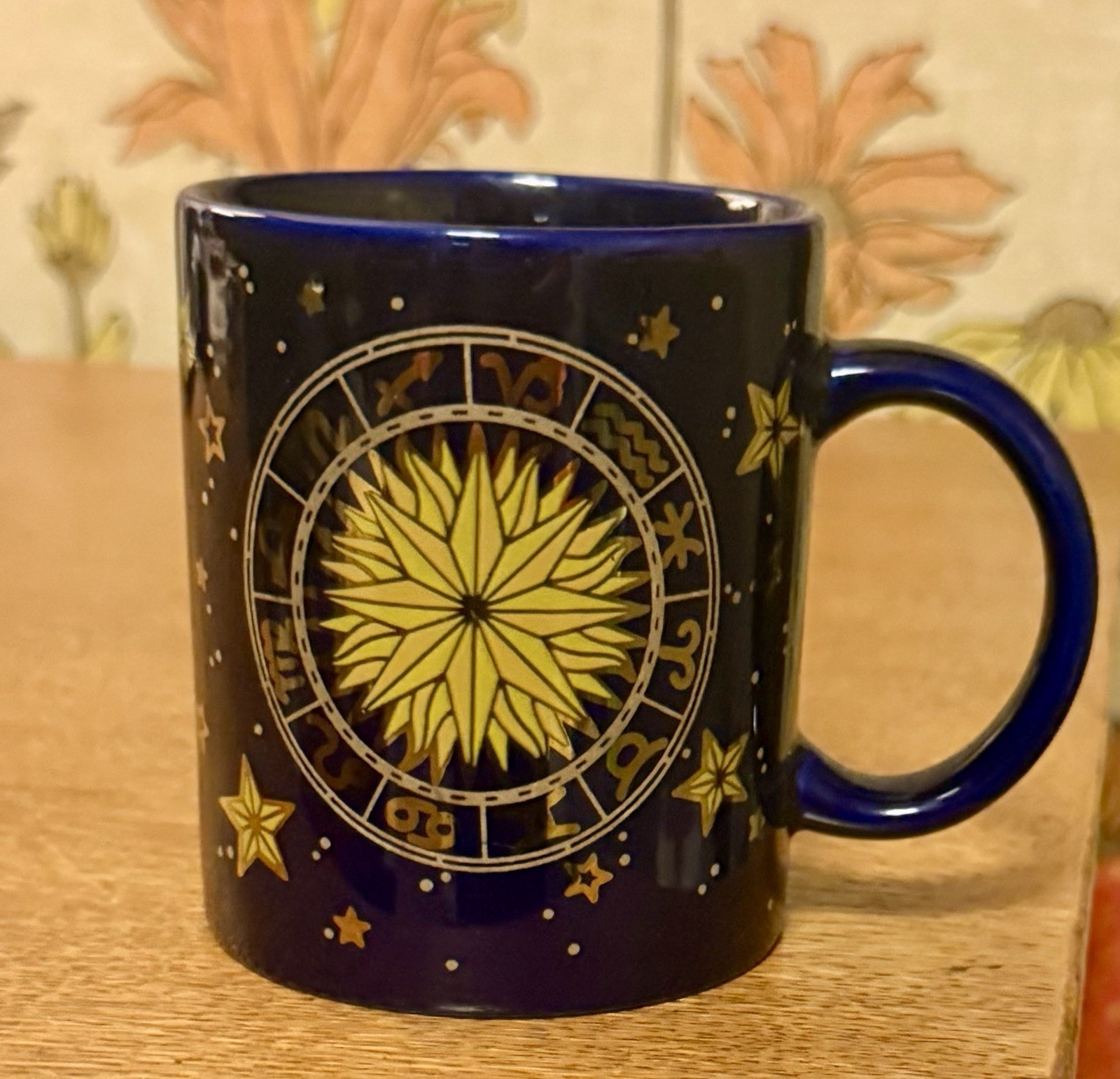 Celestial Stars Zodiac Astrology Pattern 1994 JII Moon Mug Cup Cobalt Blue Gold gallery