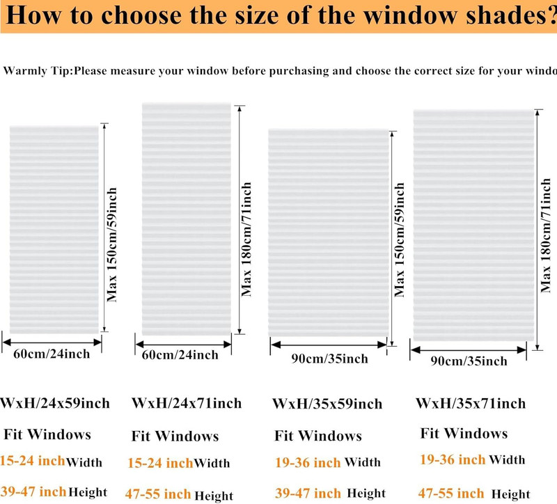 MALOKI Temporary Window Blinds, Pleated Shades Cordless Fabric Light Filtering B gallery
