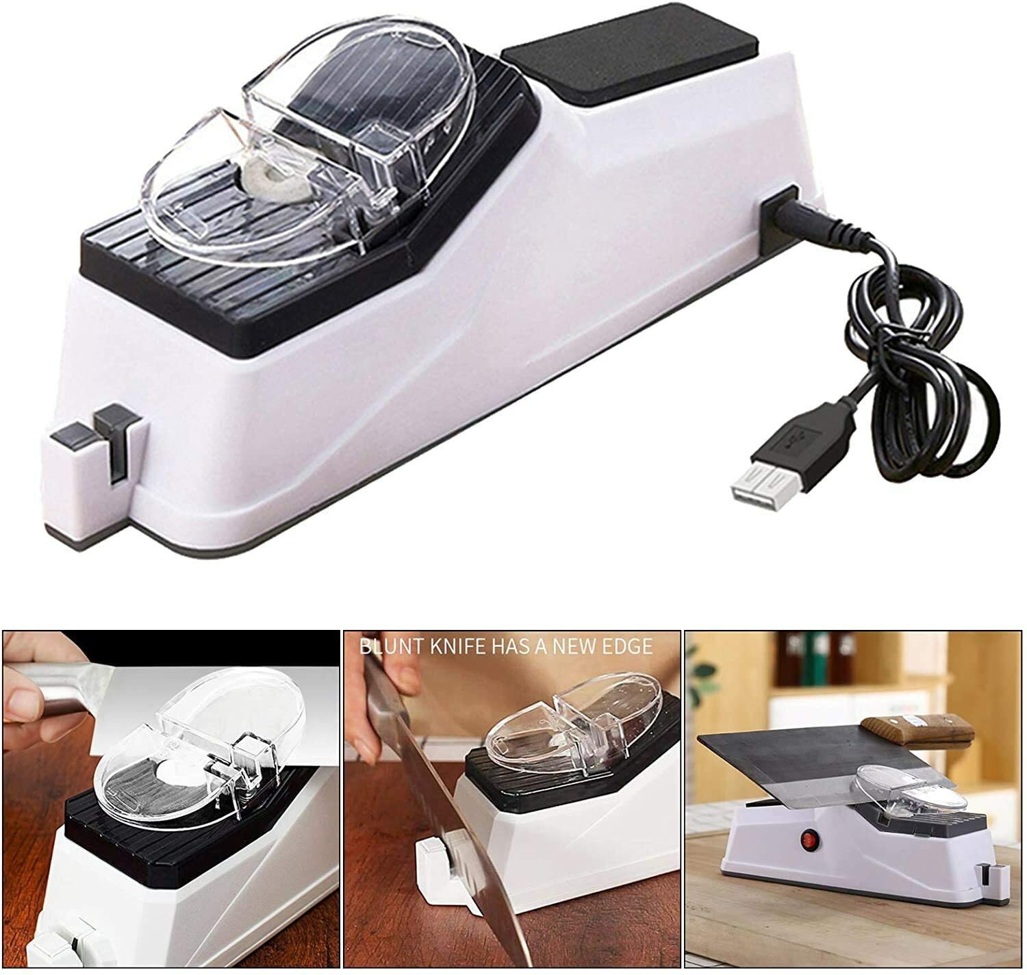 Electric Scissor & Knife Sharpener USB Charging Grinding Machine Straight Knives gallery