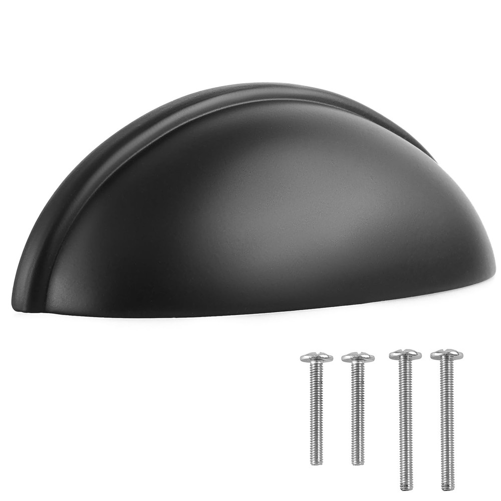 Cup Drawer Pulls – 10 Pack – Matte Black Cabinet Handles 3 Inch – Matte Black Ca