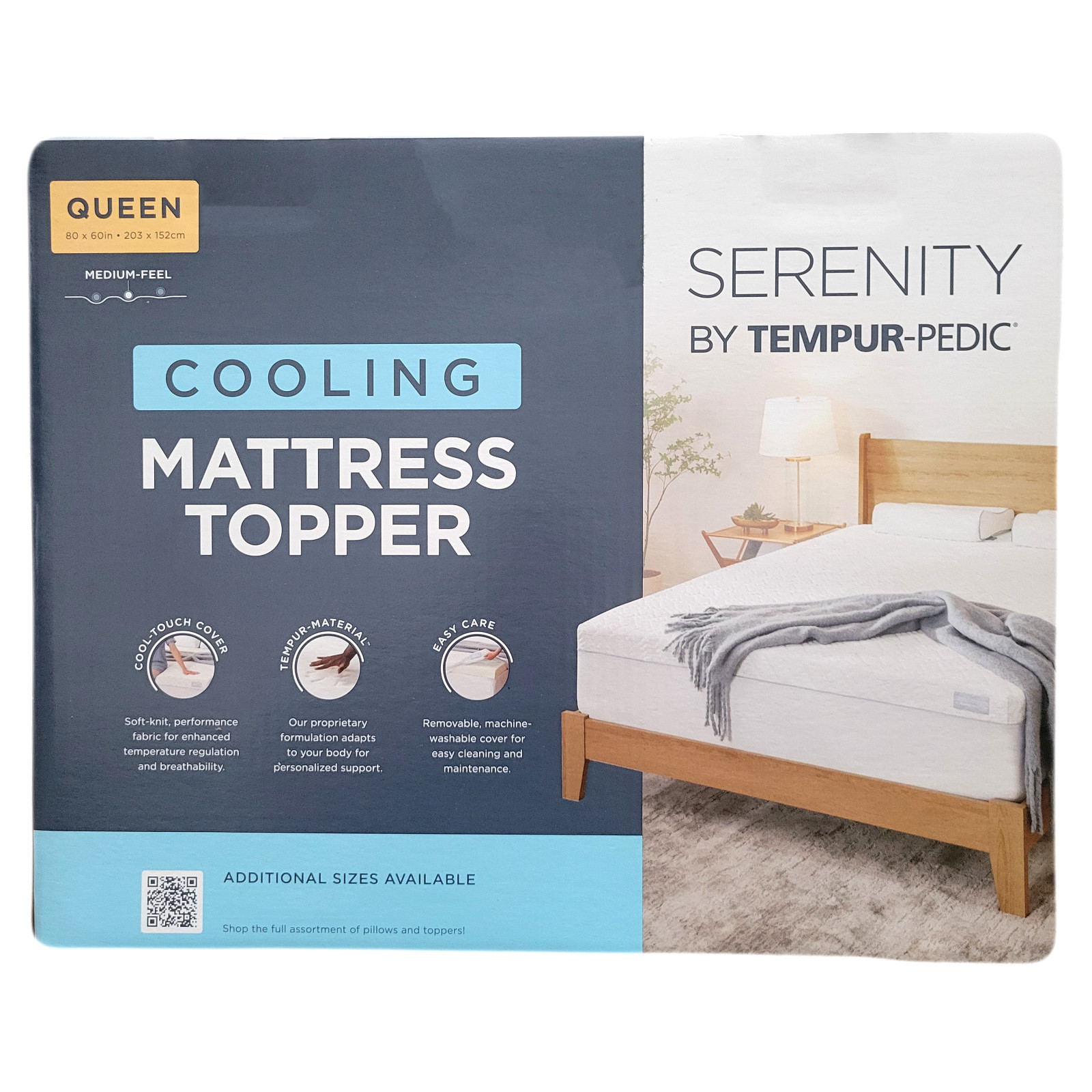 Tempur-Pedic Serenity 3" Cooling Memory Foam Mattress Topper, Queen Size gallery