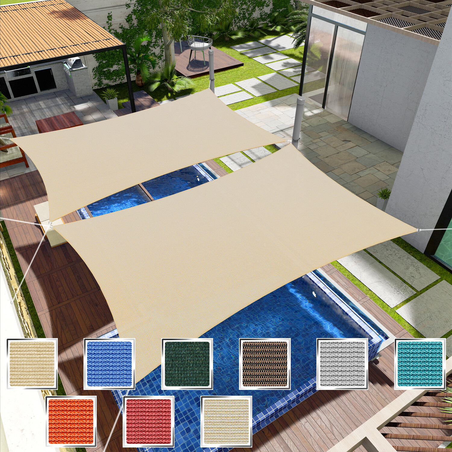 Rectangle Sun Shade Sail Canopy Shelter Shade Mesh Cover Patio Yard Pool Outdoor gallery