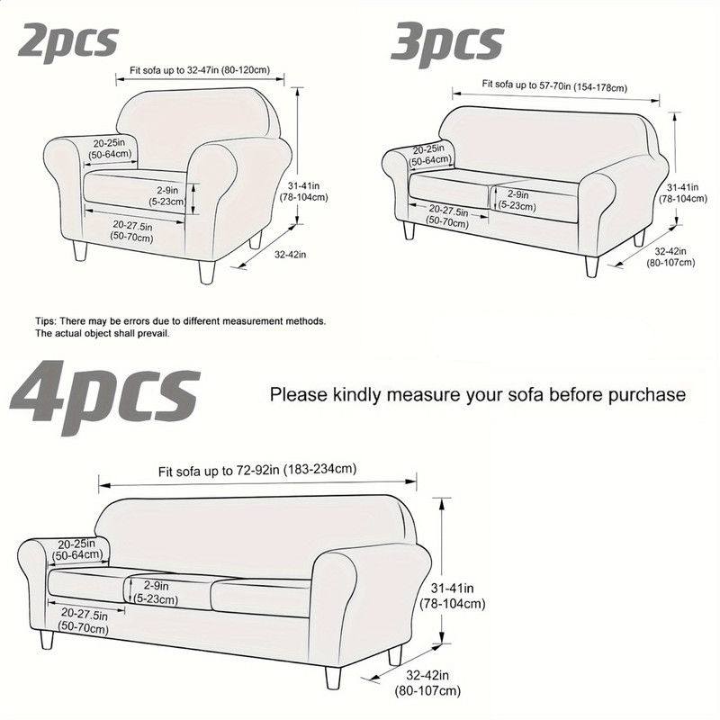 Elastic Jacquard Sofa Cover Set for 1/2/3-Seater Sofas, with Seat Cushion Covers gallery