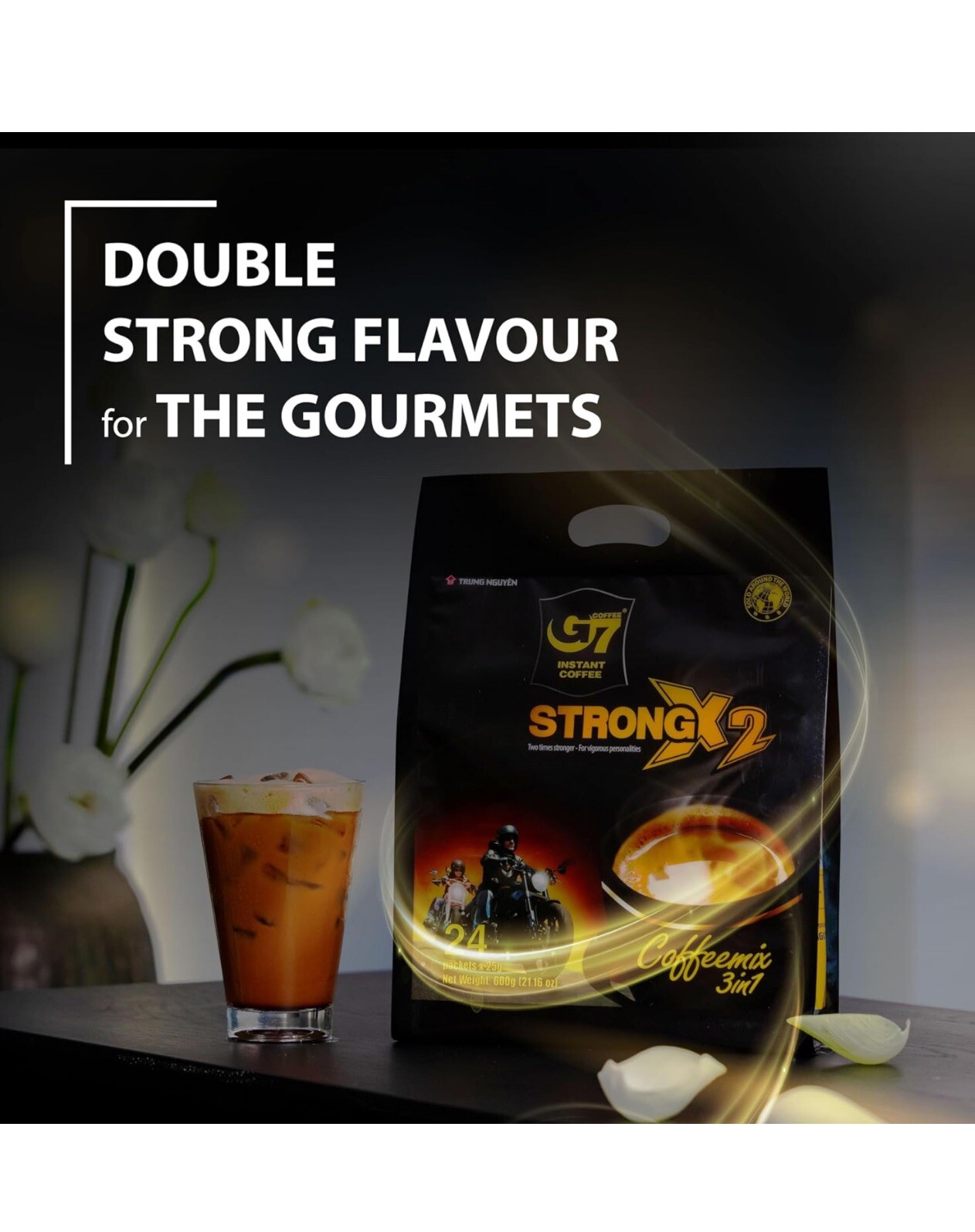 — G7 Strong X2 3 in 1 Instant Coffee — Roasted Ground Coffee Blend w/Non-dair... gallery