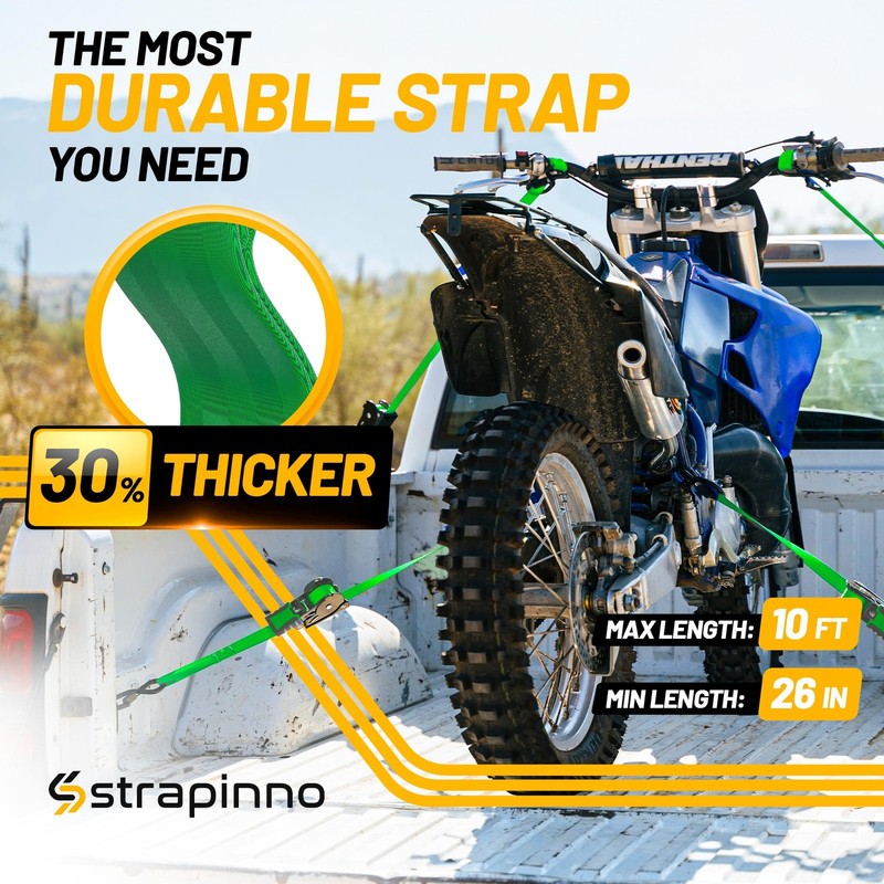 Retractable Ratchet Straps (4-Pack), 1 in x 10 ft, 1,500LBS Break Strength, M... gallery