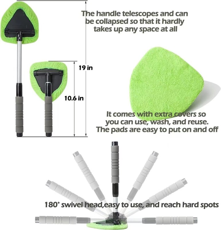 Windshield Cleaning Tool Kit Car Window Glass Wiper Cleaner Brush Pad Extendable gallery