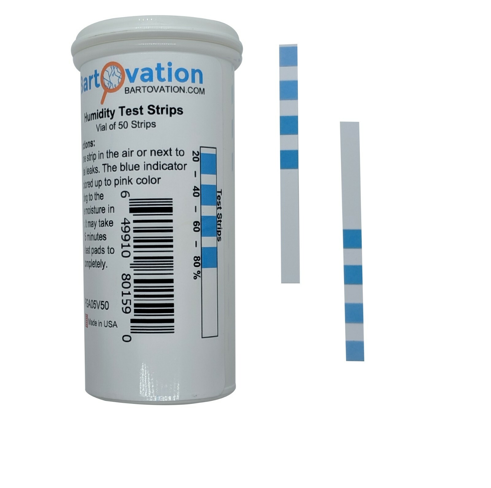 4 Pad Cobalt Chloride Humidity Test Strip 20% - 80% Humidity [Vial of 50 Strips] gallery