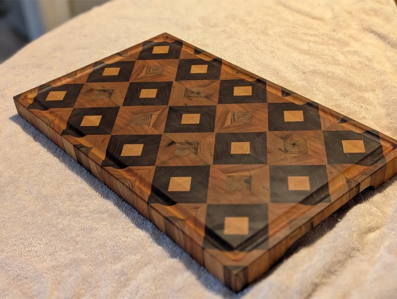 Diamond Pattern End Grain Cutting Board, butcher block,knife block, kitchen gift gallery