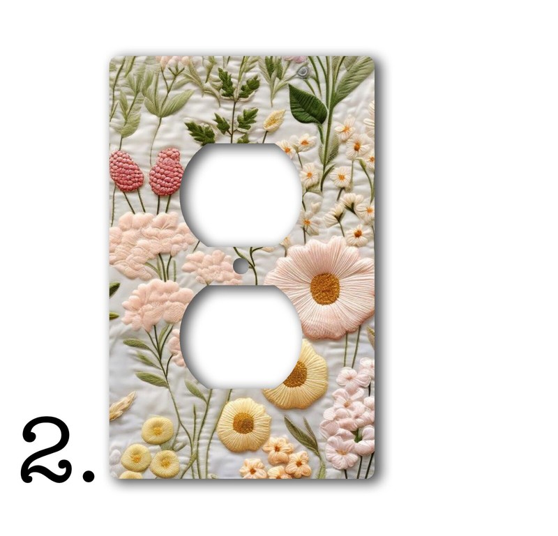 Decorative Acrylic Light Switch/Electrical Outlet Cover-Embroidered Flowers LOOK gallery