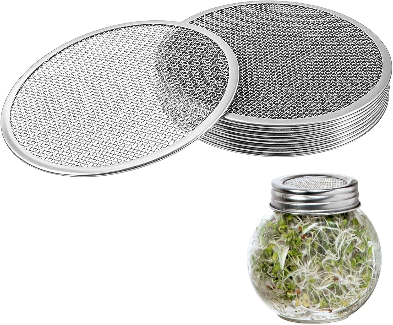 10 Pack Sprouting Lids for Wide Mouth Mason Jars Stainless Steel Strainer Screen gallery