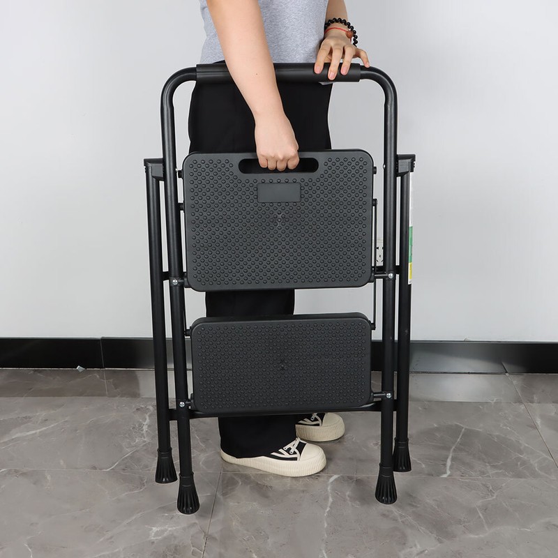 2 Step Folding Stool with Plastic Wide Anti-Slip Sturdy Steel Ladder gallery