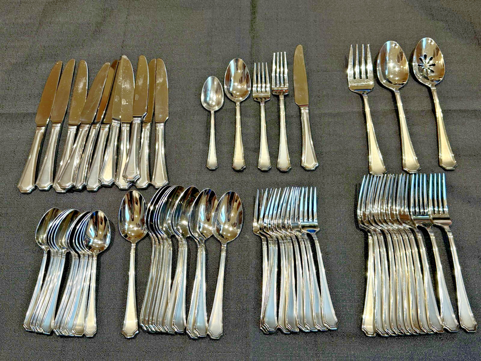 Set for 12 Mikasa Tatum Frost Flatware Stainless Steel 71 Pieces (-1 Salad Fork) gallery