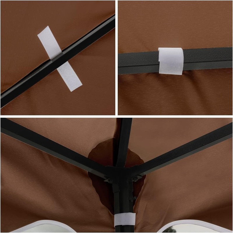 10x10 Gazebo Canopy Top,Replacement Canopy 10x10,2-Tiers Weather-Resistant-Brown gallery