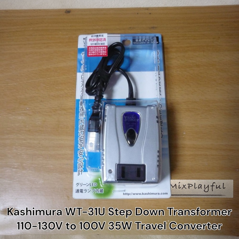 Kashimura WT-31U Step Down Transformer 110-130V to 100V 35W Travel Converter