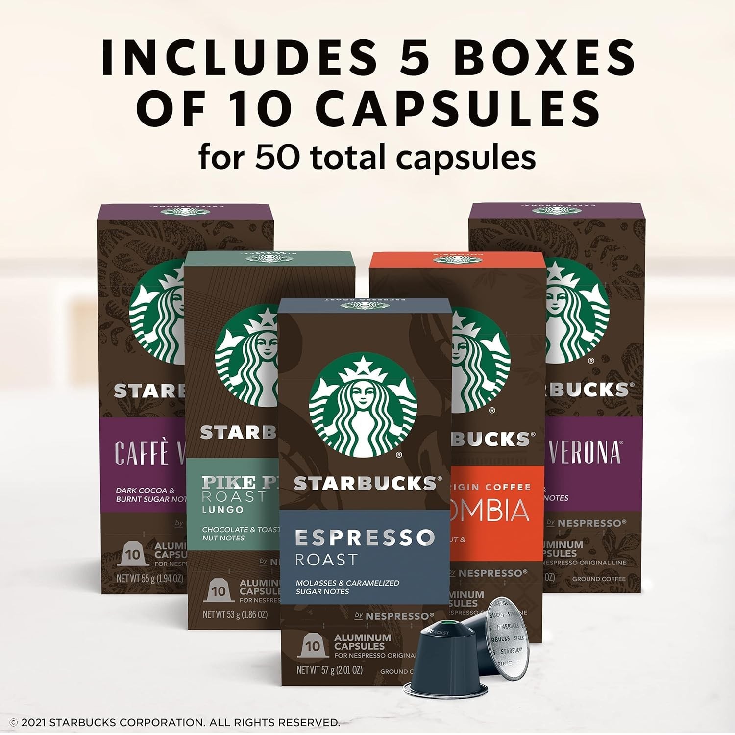Starbucks by Nespresso Original Line Variety Pack Coffee,50/count Espresso Pods. gallery