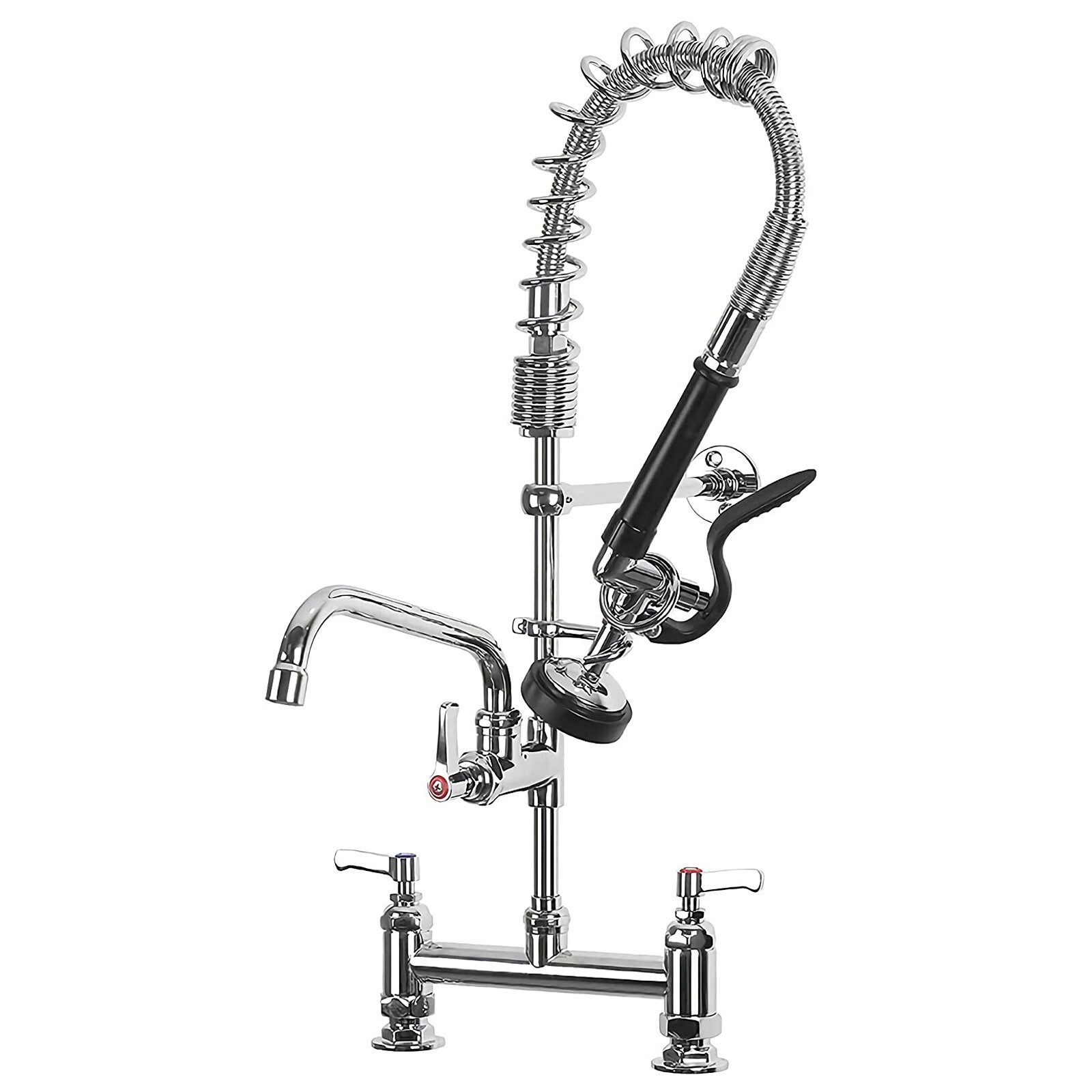 Commercial Kitchen Sink Faucet Pull Down Sprayer Pre-Rinse 8"Center Deck Mounted gallery