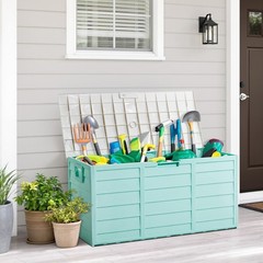 Storage Box 75GAL Tool Case Cushion Organizer with Wheels for Outdoor Garden
