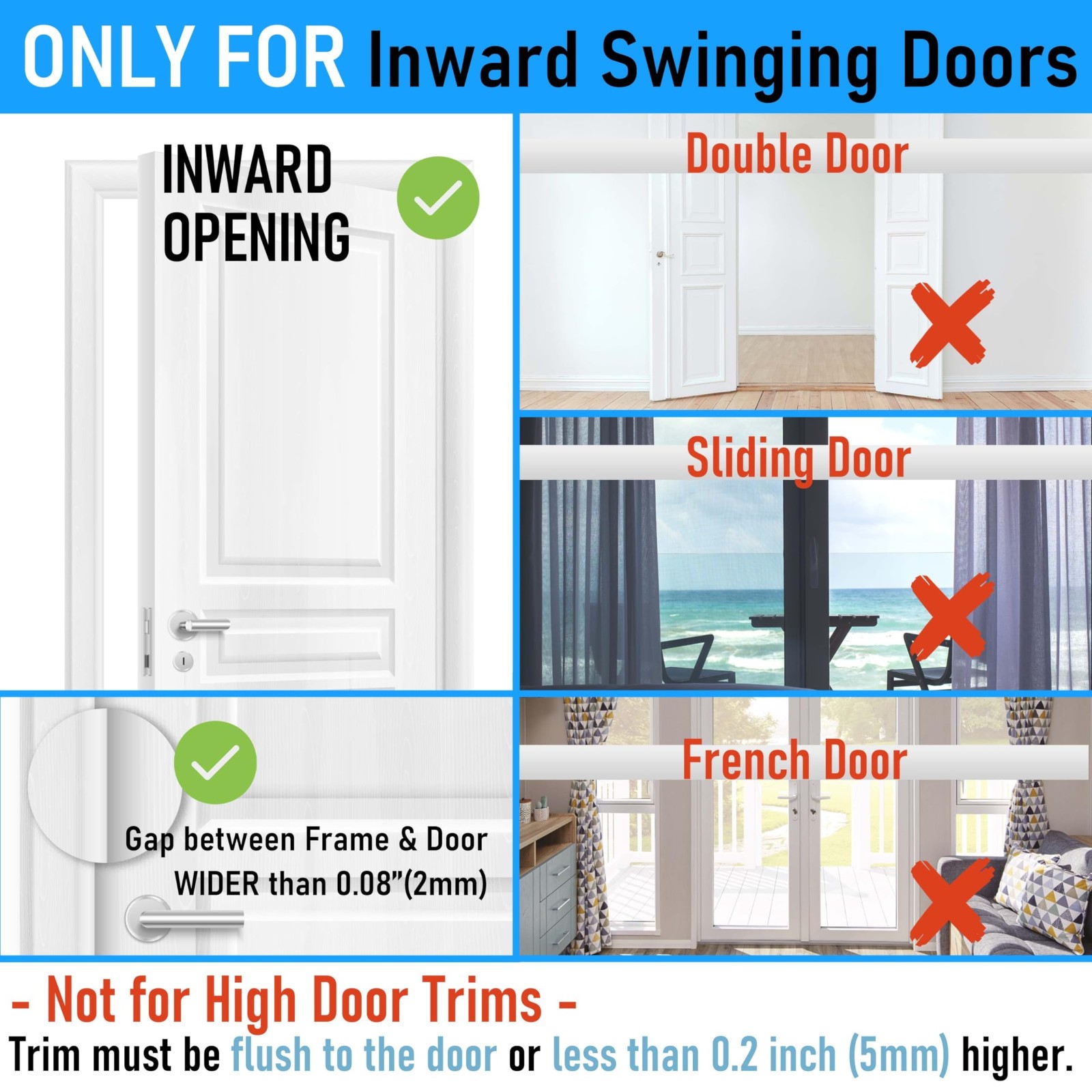 2 Pack Home Security Door Reinforcement Lock 800lbs Heavy Duty Childproof gallery