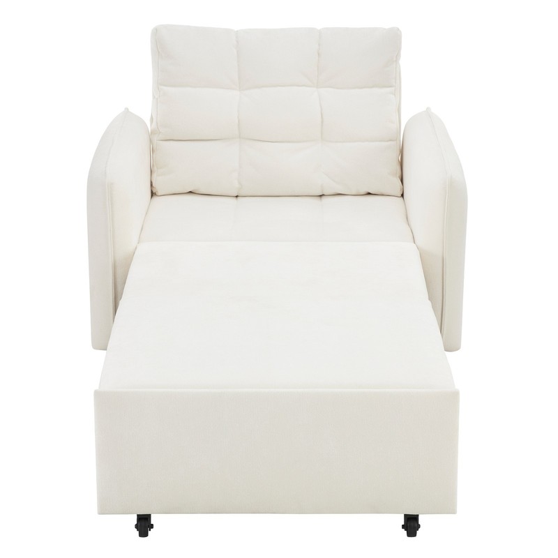 3In1 Pull Out Sleeper Sofa Bed Chenille Lounge Chair Recliner With USB Ports gallery