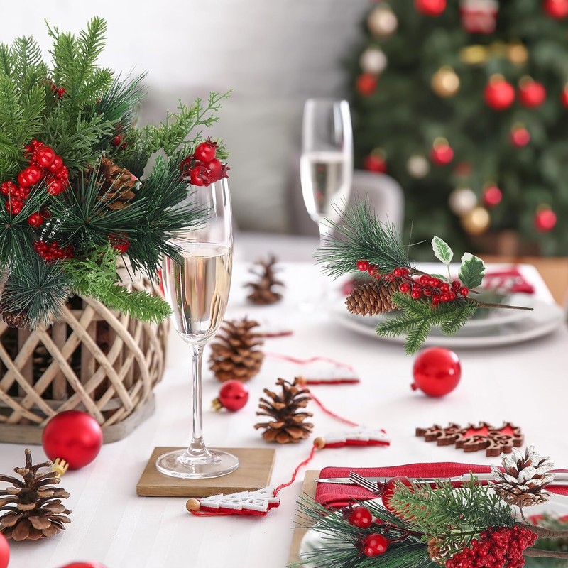 200 Pcs Artificial Christmas Picks & Sprays Green Pine Needles Pine Twig Branch gallery