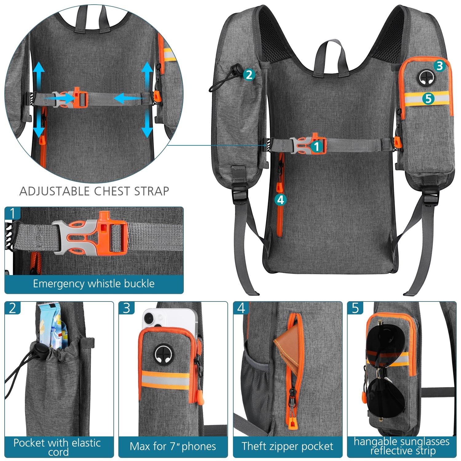 15L Small Hiking Backpack Foldable Lightweight Travel Day Pack Packable Gray 2