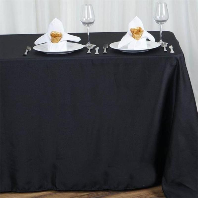 BLACK Polyester 90x156" Rectangle TABLECLOTHS Wedding Party Home Linens SALE