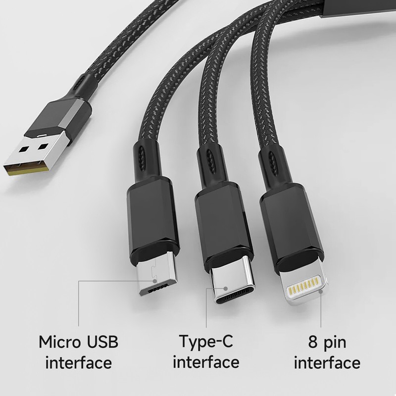 3 in 1 Fast USB Charging Cable Universal Multi Function Cell Phone Charger Cord gallery