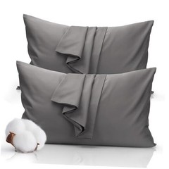 Queen Size Pillowcase Set – 500 Thread Count, 100% Cotton Sateen0″ x 2 Gray Fo2