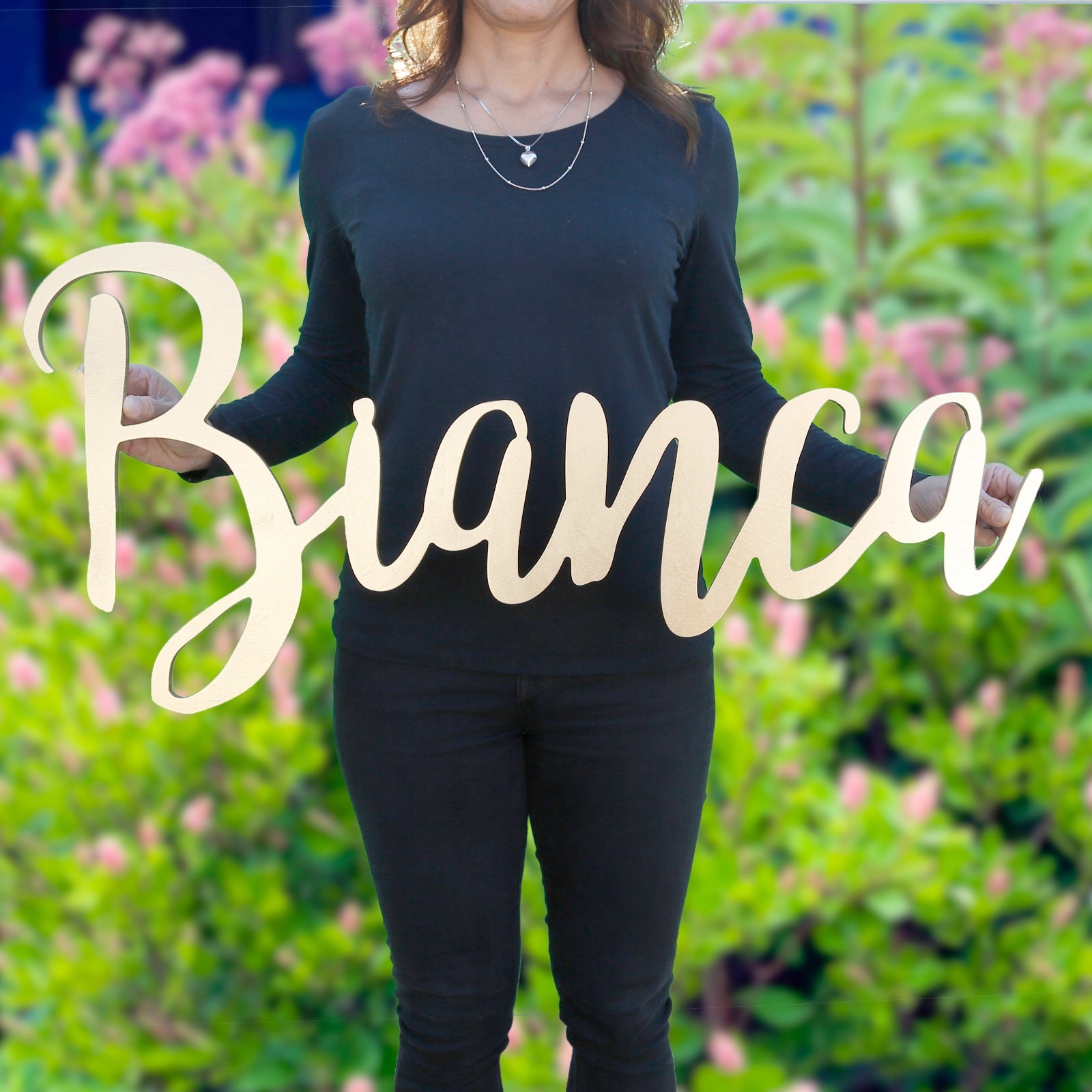 Custom Cursive Wooden Name Sign, Baby Name Wooden Kids Room Decor Art 12" Tall gallery