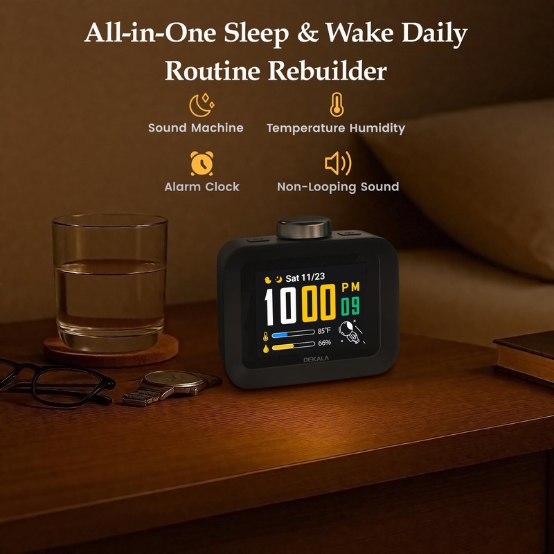 Dekala AuraDot 7-Day Programmable Loud Alarm Clock for Bedroom White Noise So... gallery
