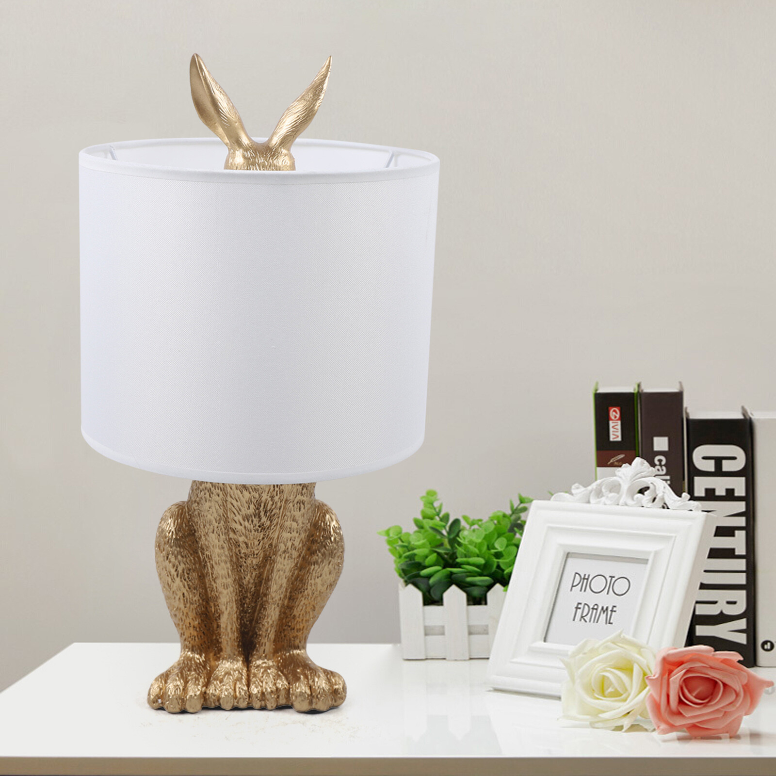 Gold Rabbit Bunny Table Lamp Reading Eyes Protect Lamp Bedside Night Light USA gallery