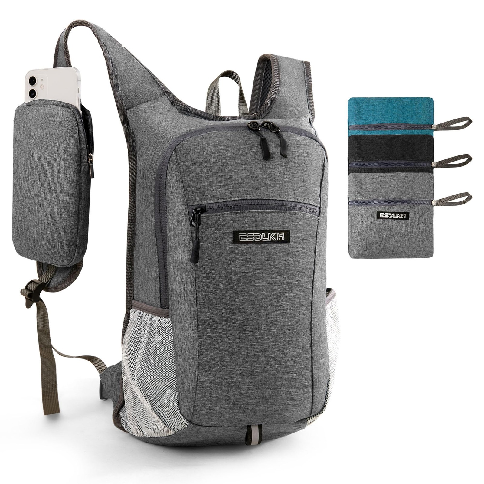 Small Hiking Backpack with Detachable Front Holder, Foldable Packable Back pa...