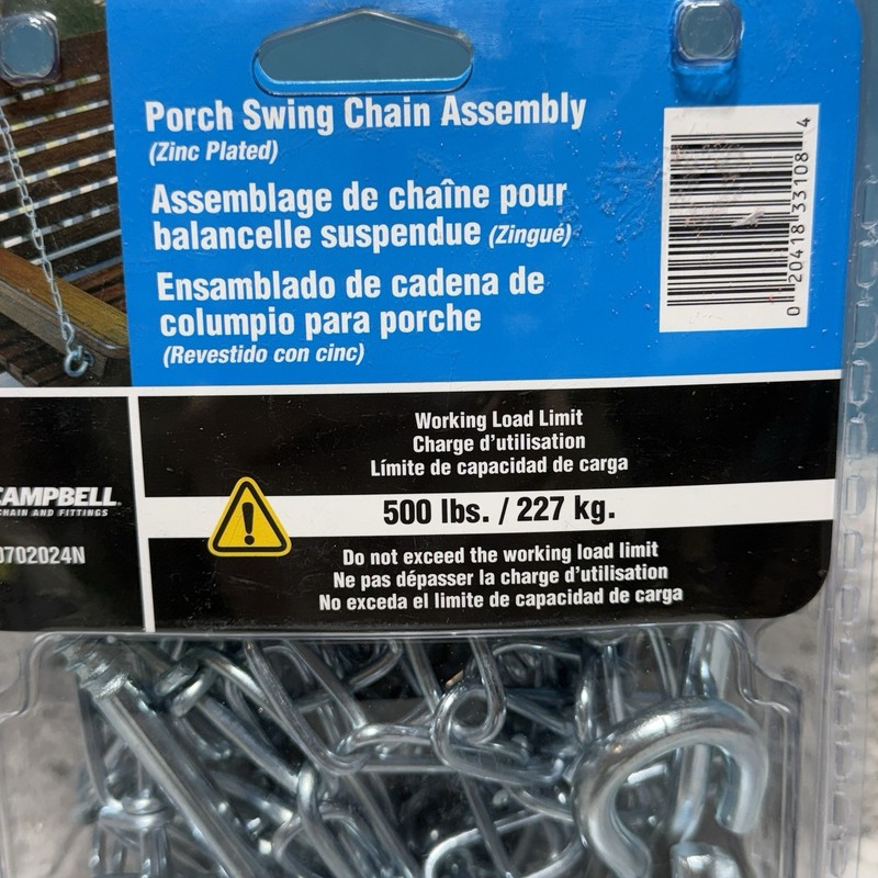 Porch Swing Hanging Chain Kit Assembly Ceiling Hooks 500 LB Max Load gallery
