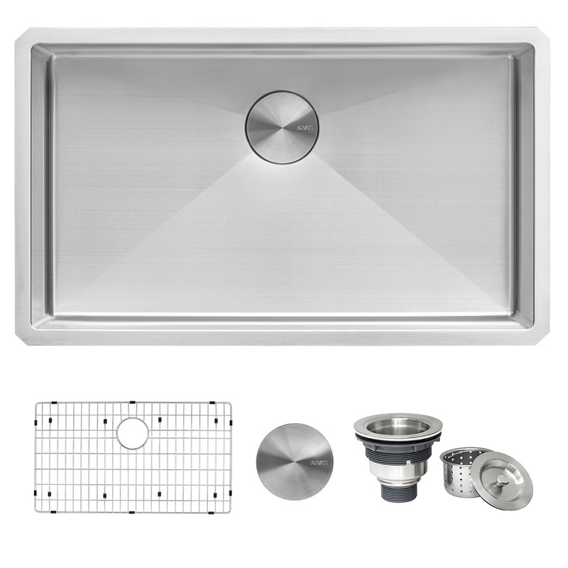 Ruvati 32" Undermount 16 Gauge Rounded Corners Kitchen Sink Single Bowl- RVH7400 gallery
