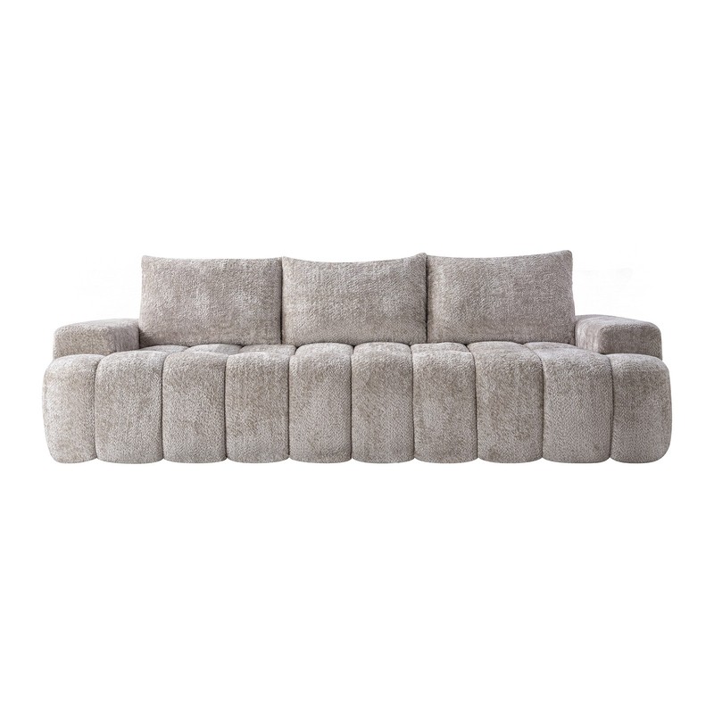 100" Curved Front Compressed Sectional Sofa, 3-Seat Boucle Couch gallery