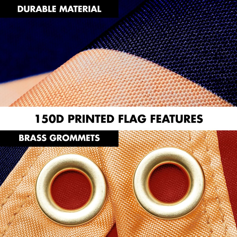 G128 Combo: 6Ft Flagpole Silver & Betsy Ross Tea-Stained Flag 3x5Ft Printed Poly gallery