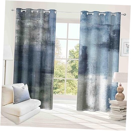 Dusty Blue Abstract Curtains 2 Panels Set 52"W x 96"L (Pack of 2) Bluegrey gallery
