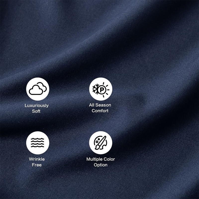 Navy Fitted Sheet Full Size Deep Pocket 18 Inch Fits 1824 Inch Mattress gallery