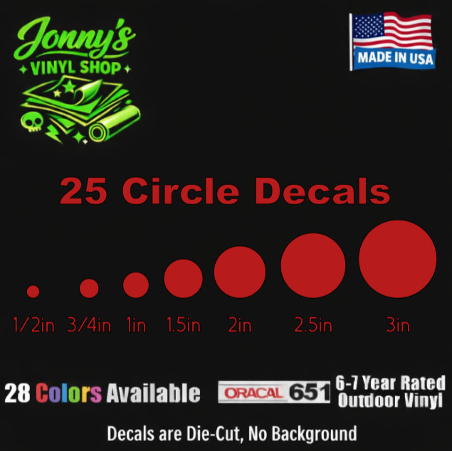 Round Sticker Dot Spot Circle Decal vinyl Sheet of 25 Polka Dot Made in USA gallery