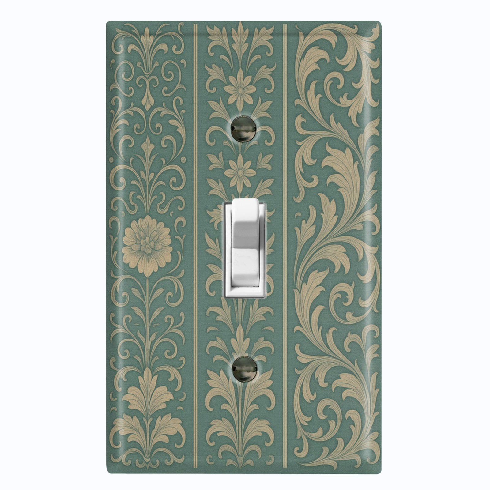 Metal Light Switch Outlet Cover Wall Plate Vintage Teal Green Floral FME185 gallery