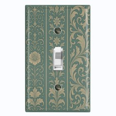 Metal Light Switch Outlet Cover Wall Plate Vintage Teal Green Floral FME185