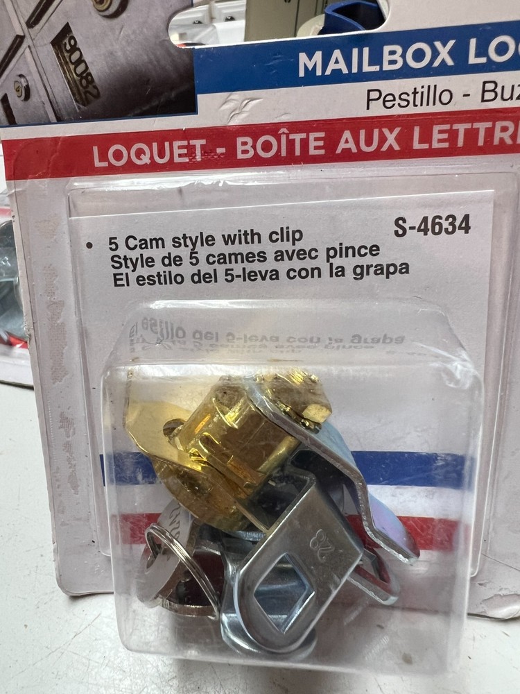 Prime-Line S 4634 Counter Clockwise 5 Cams 5 Pin Mail Box Lock Brass Face 2 keys